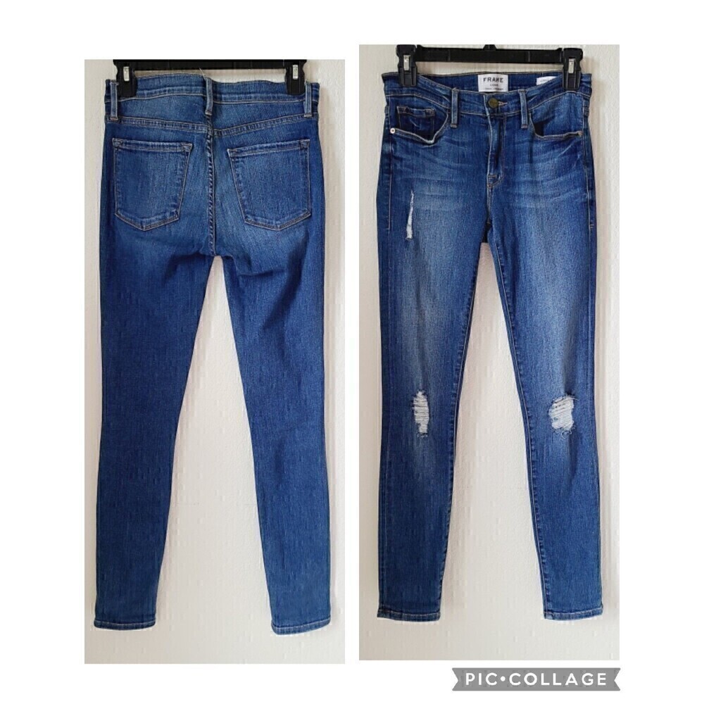 Frame Denim Le Skinny De Jeanne Distressed Jeans Size 26 (‎ 26 X 29 )
